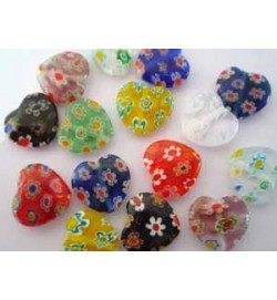 Millefiori Heart Beads