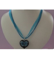 Voile Ribbon & Cord Necklace ~ Aqua