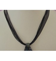 Voile Ribbon & Cord Necklace ~ Black