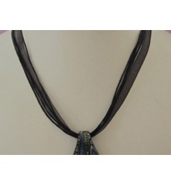 Voile Ribbon & Cord Necklace ~ Black