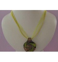 Voile Ribbon & Cord Necklace ~ Lemon