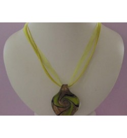 Voile Ribbon & Cord Necklace ~ Lemon