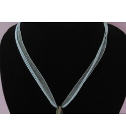 Voile Ribbon & Cord Necklace ~ Light Blue