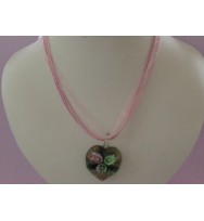 Voile Ribbon & Cord Necklace ~ Light Pink