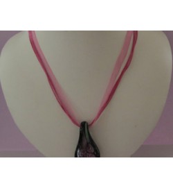 Voile Ribbon & Cord Necklace ~ Pink