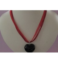 Voile Ribbon & Cord Necklace ~ Red