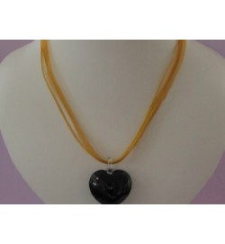 Voile Ribbon & Cord Necklace ~ Yellow