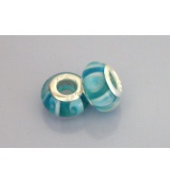 Murano Glass Bead Blue Stripe