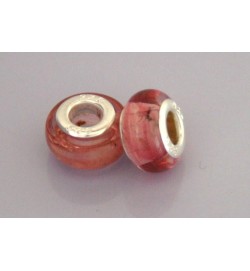 Murano Glass Bead Pink/Red Swirl