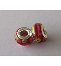 Millefiori Glass Bead Red