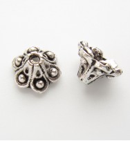 Tibetan Silver 9mm Flower Cone Beadcap