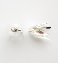 Silver 12x13mm Long Petal Beadcaps