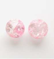 Crackle Glass Beads 8mm ~ Pink & White