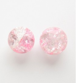 Crackle Glass Beads 8mm ~ Pink & White