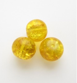 Crackle Glass Beads 8mm ~ Yellow