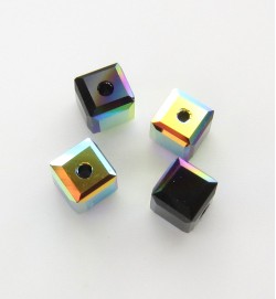 Swarovski Cubes 4mm ~ Jet AB