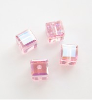 Swarovski Cubes 4mm ~ Light Rose AB