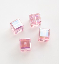 Swarovski Cubes 4mm ~ Light Rose AB