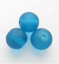 Frosted Round 8mm Glass Beads ~ Blue
