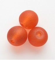 Frosted Round 8mm Glass Beads ~ Orange