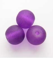 Frosted Round 8mm Glass Beads ~ Purple