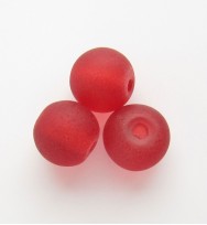 Frosted Round 8mm Glass Beads ~ Red