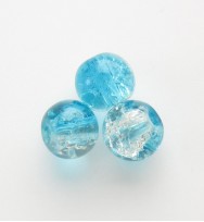 Crackle Glass Beads 6mm ~ Aqua & White