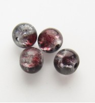 Crackle Glass Beads 6mm ~ Black & Red