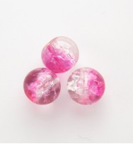 Crackle Glass Beads 6mm ~ Dark Pink & White