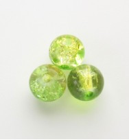 Crackle Glass Beads 6mm ~ Green & Yellow