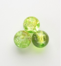 Crackle Glass Beads 6mm ~ Green & Yellow