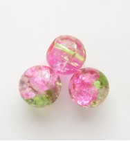 Crackle Glass Beads 6mm ~ Pink & Green