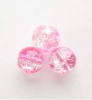 Crackle Glass Beads 6mm ~ Pink & White