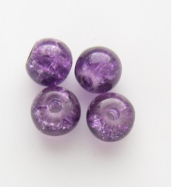 Crackle Glass Beads 6mm ~ Purple