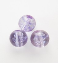 Crackle Glass Beads 6mm ~ Purple & Clear