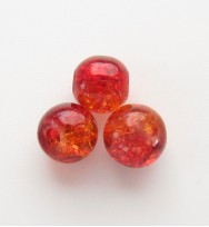 Crackle Glass Beads 6mm ~ Red & Orange