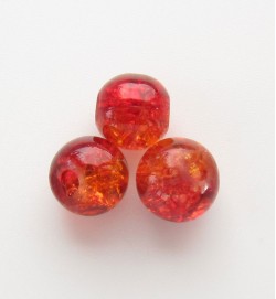 Crackle Glass Beads 6mm ~ Red & Orange
