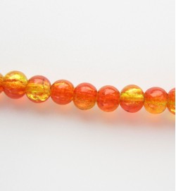Crackle Glass Beads 4mm ~ Red & Yellow