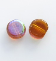 Flat Round 8mm Glass Coins ~ Amber