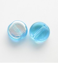 Flat Round 8mm Glass Coins ~ Aqua