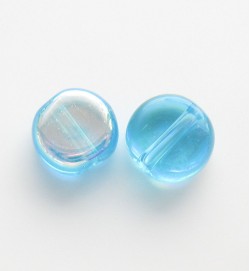 Flat Round 8mm Glass Coins ~ Aqua