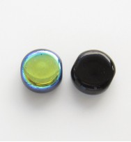 Flat Round 8mm Glass Coins ~ Black