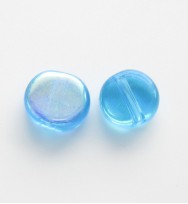 Flat Round 8mm Glass Coins ~ Blue