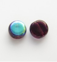 Flat Round 8mm Glass Coins ~ Dark Purple