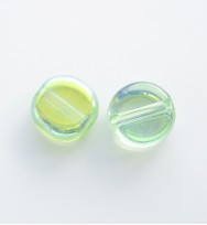 Flat Round 8mm Glass Coins ~ Green
