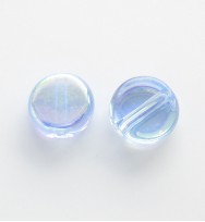 Flat Round 8mm Glass Coins ~ Light Blue