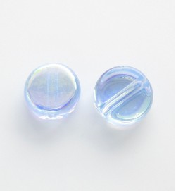 Flat Round 8mm Glass Coins ~ Light Blue