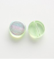 Flat Round 8mm Glass Coins ~ Light Green