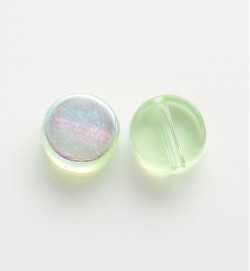 Flat Round 8mm Glass Coins ~ Light Green