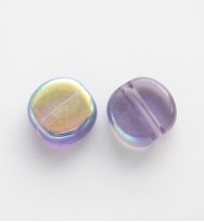 Flat Round 8mm Glass Coins ~ Light Purple